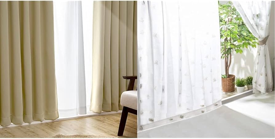 アイリスプラザ すぐ使える4枚セット(レースカーテン付/フラワー柄) 遮光1級 断熱 保温 洗濯機対応 幅100cm×丈210cm ベージュ